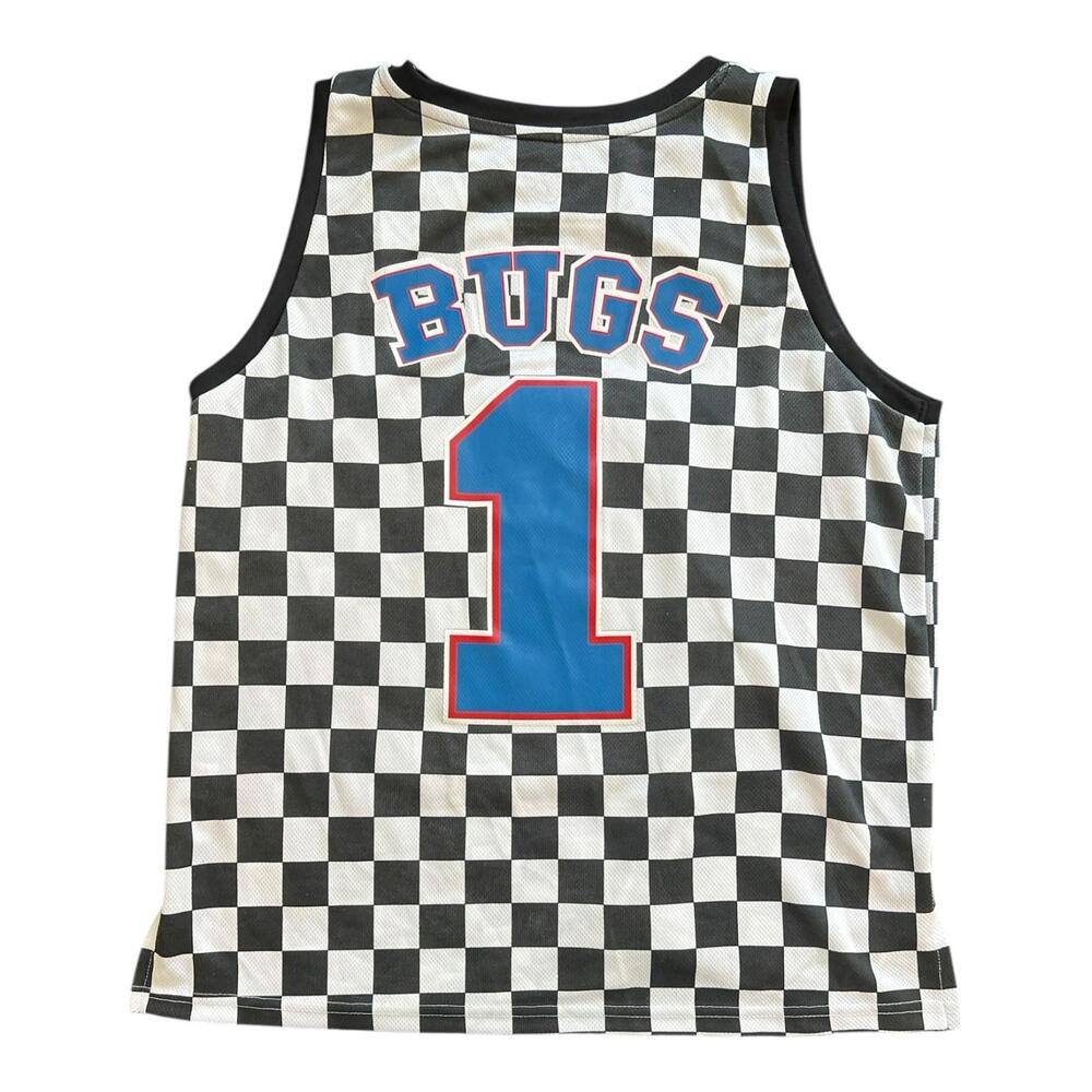 Space Jam Checkered Tunesquad Graphic Logo "Bugs" Jersey Mens Size Small